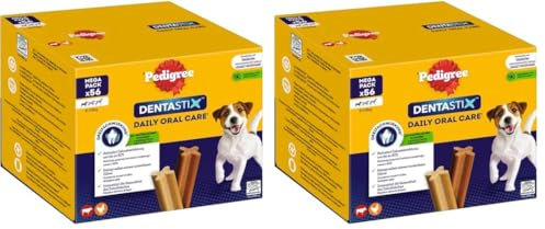 Pedigree DentaStix Daily Oral Care Zahnpflegesnack für kleine Hunde – Hundeleckerli mit Huhn- & Rindgeschmack für jeden Tag – 1 x 56 Stück (Packung mit 2)