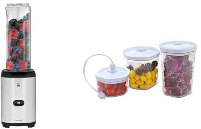 WMF Kult X Mix & Go Mini Smoothie Maker, Standmixer, Blender elektrisch & Gastroback 46110 Inhalt: 700, 1400, 2000 ml und Vakuumschlauch, Kunststoff, Sonstige