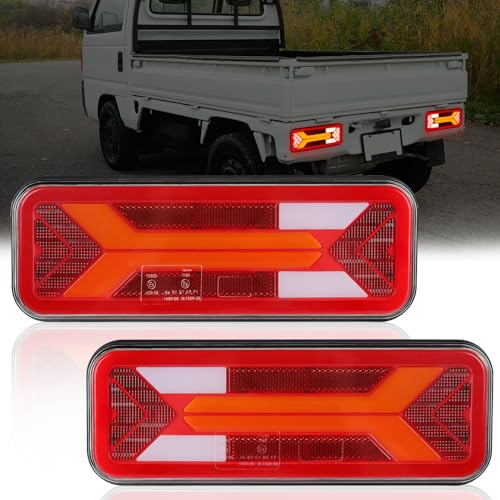 Yinaolan LED släpvagnsbelysning bak 12V- 2st Vattentät släpvagnslampa 5 funktioner för husvagn Traktor Lastbil Van Lorry RV