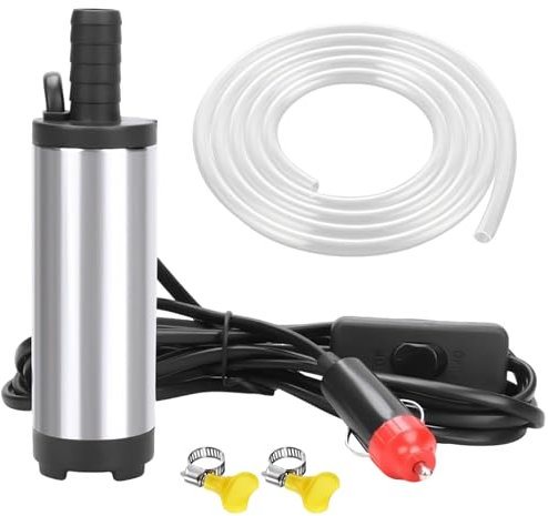 12V Submersible Fuel Transfer Pump: 12 Volt Water Diesel Pump Φ38mm with 3 Meter Hose and Hose Clamps for Vehicle Boat Caravan Car Motorhome