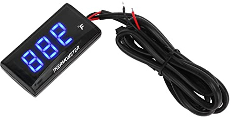 LCD-motorcykeltermometer, ultratunn vattentemperaturmätare, DC 12 V temperatur för universella motorcyklar, ljus display, varningsblixt (blå (0,6 mm tjocklek))