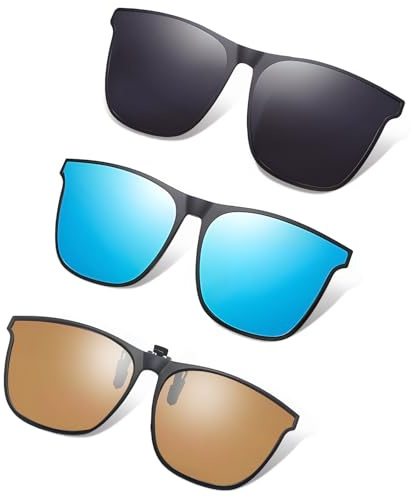 DGMI 3 Pièce Clip Lunettes de Soleil Polarisées, Verres Polarisés pour Lunettes de Vue, Surlunettes De Soleil pour Hommes Femmes pour la Conduite et Les Activités de Plein Air