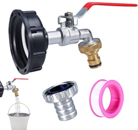 Zuasdvnk Kit di beccucci per canna piovana, accessori per barili di pioggia, adattatore per valvola di fissaggio, connettore di ricambio per raccolta 'acqua piovana, troppopieno per esterni e