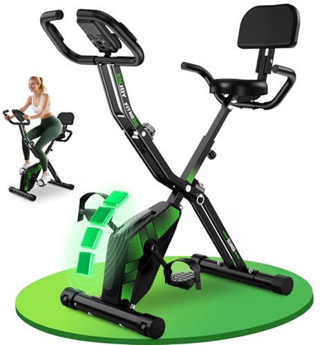Neu Heimtrainer Fahrrad, SLUNSE 3-in-1 Hometrainer Fahrrad mit Handpulsmessung, Magnetisches Ergometer Heimtrainer mit Bequemem Sitzkissen, Leise & Bequem, 155kg Tragfähig, Home Trainer