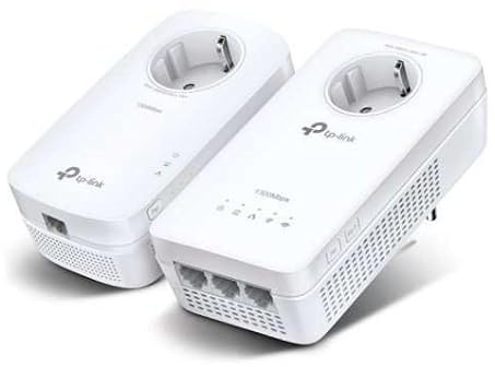 Akku – Powerline-Adapter mit integrierter Steckdose, 3 Gigabit-Ethernet-Ports, Dual-Band bis zu 867 Mbit/s, ideal für eine bessere Verbindung.