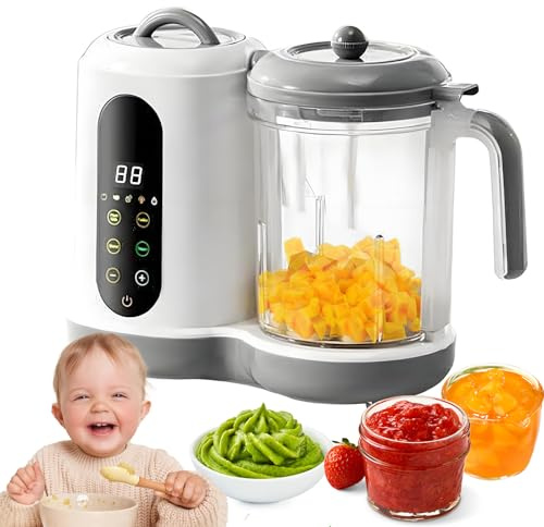 Baby Food Maker Processer,Multifunctional Food Processor and Steamer,Puree Blender Touch Screen Operation Preset Modes for Easy Cooking 4 in 1 Automatic for Homemade Baby Food