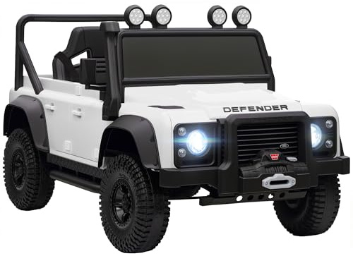 AIYAPLAY Coche Eléctrico para Niños con Licencia Land Rover 12V Coche de Batería para Niños con Control Remoto Sistema de Suspensión USB MP3 Velocidad Ajustable Faros Blanco