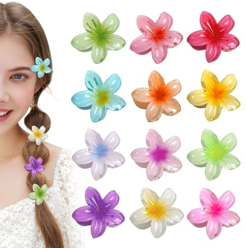 Lytonix 12 Piezas Pinza Pelo Flor, 4 cm Flor Hawaiana Pelo