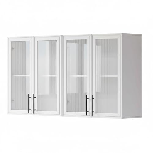 Furnaza White Large Laundry Room Wall Cabinet with Adjustable Shelf,Wall Mounted Kitchen Cabinets with Two Shaker Doors,Upper Storage for Laundry Room, Bathroom, Kitchen,30 Wx 2Pcs