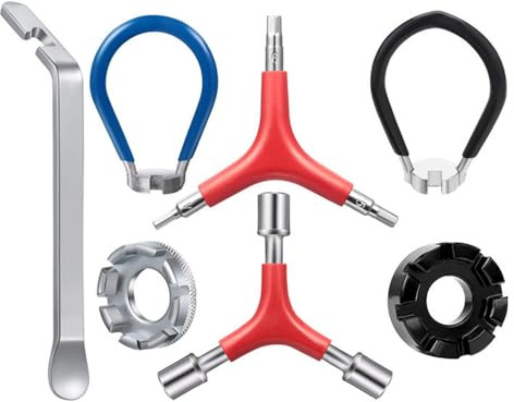 XFSRG 7 Pièces Rayons de Vélo Clé Kit Reparation Velo Outils Levier Démonte pour le Cyclisme Réglage Tension des Roues(#1)