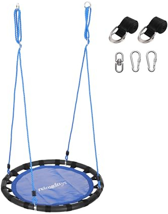 Relaxdays Altalena Nido Rotonda, Cinghie & moschettoni, per Bambini, Regolabile, Esterno, Ø 80 cm