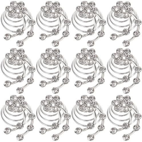 VINTORKY Spirales Capillaires Argentées Accessoires pour Cheveux de Mariée en Alliage Faciles à Assortir Lot de 12 pour Coiffures Européennes Élégantes