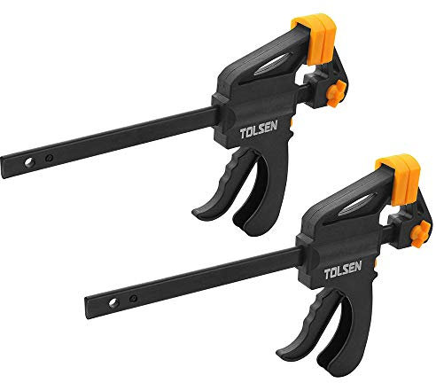 Tolsen Quick Release Ratchet Clamp 150mm (6)- Heavy Duty Woodworking Quick Grip F Clamps - 2 Pack