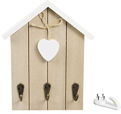 Nwvuop Wall Mounted Wooden Key Holder with Hook Cute Key Hanger for Wall House-Shaped Key Cabinet Key Rack for Wall Key Box for Home