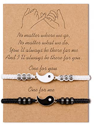VU100 2PCS Yin Yang Bracciale Tai Chi Bracciale, Bracciale abbinato Coppie Bracciale amicizia regolabile intrecciato, Partner Best Friend Bracciale donna Uomo regalo