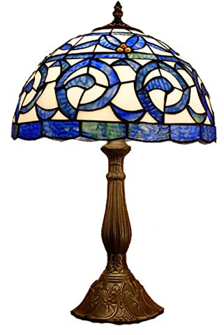 GAUUA Lampe De Table Tiffany Veilleuse Baroque Lampe De Chevet De Chambre Abat-Jour en Vitrail Fait Main Lampe De Lecture D'étude Lampe De Bureau Rétro