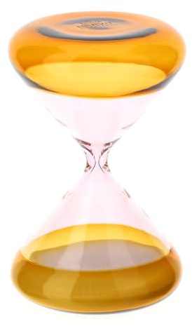 Hervit Clessidra in Vetro Ambra e Rosa, Sabbia Bianca Durata 15 Minuti - Scatola Regalo - Arredo Casa Timer Orologio Scrivania Regalo Bomboniera - Arredo Salotto e Cucina - 3 Colori - Ø9x14cm