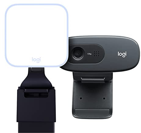 Logitech HD Webcam C270 + Litra Glow Premium Streaming Light with TrueSoft - Grey