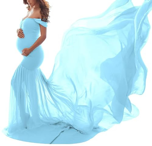 shownicer Abito da Gravidanza Fotografia Abito Donna Incinta Shooting Foto Abbigliamento maternità A Blu Taglia Unica