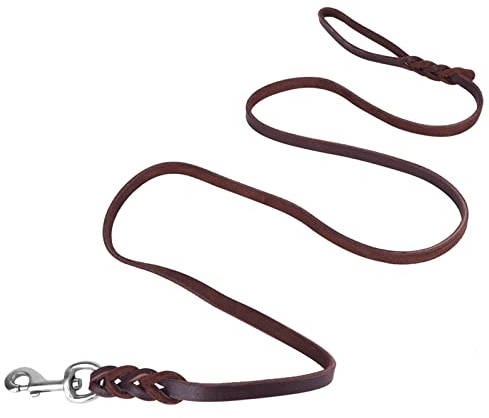 Tbest Leather Dog Leath, Fat Leather, Trafikledning för hundar, Pet Dog, Safety Rep, Kohudsläder och läderbälte för promenader, löpträning