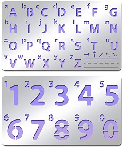 INFUNLY Metal Number Alphabet Stencils Mixed Letter Number Stencils Stainless Steel Number Alphabet Template for Painting Wood Carving Drawings Woodburning Engraving Scrapbooking