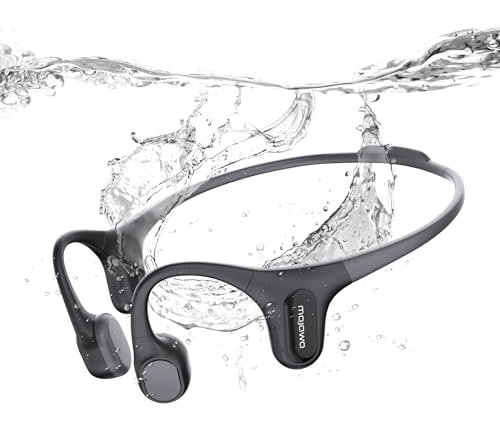 mojawa Run Plus – Casque à Conduction Osseuse, Oreille Ouverte, Bluetooth 5.2, MP3 32 Go, Étanche IP68, Micro ENC, pour Natation, Course, Vélo, Randonnée, Salle de Sport et Usage Quotidien – Noir