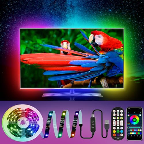 HUEMIHUI Dreamcolour LED TV Backlight, 5M LED Strip Lights with Remote & APP Control, Music Sync TV LED Backlights for 65-75 inch TV Monitor