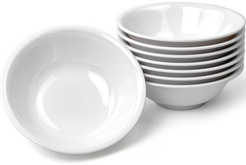 EWEIGEER Ciotole in melamina per cereali, insalata, riso, zuppa, dessert, snack, caramelle, gelato, budino, frutta, ciotola in plastica (8 pezzi) bianco