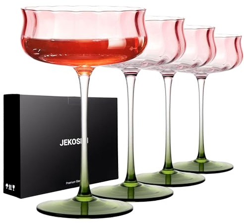 JEKOSEN Tulip Series Crystal Martini Cocktail Glasses 13 Ounce Set of 4 With Premium Gift Box Premium Strong Crystal Gift for Christmas, Birthday, Anniversary or Any Special Occasion
