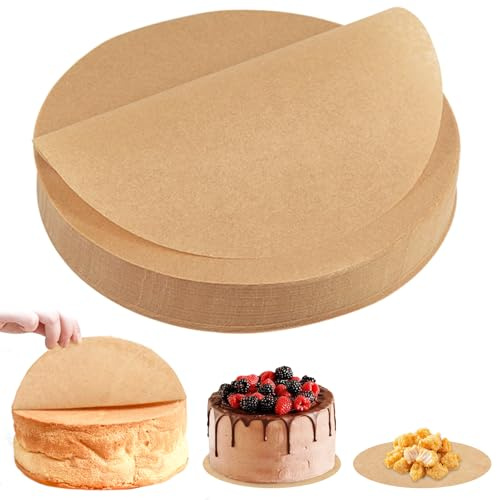 150 Piezas Papel de Horno Redondo, Ø 30cm Papel Horno Freidora Aire, Antiadherente, Resistente al Calor, Para Sartenes, Hornear, Barbacoa, Pizza, Pasteles, Freidoras De Aire, Hamburguesas, Marrón