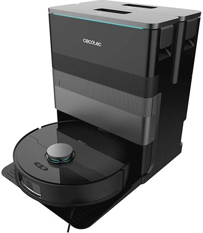 Cecotec Robot Aspirador y Friegasuelos con IA y Base Autovaciado Conga X70. Motor de Succión 15000Pa, Base 4 en 1, Tecnología Láser, Mopas Giratorias, Cepillo Lateral, App y Bluetooth