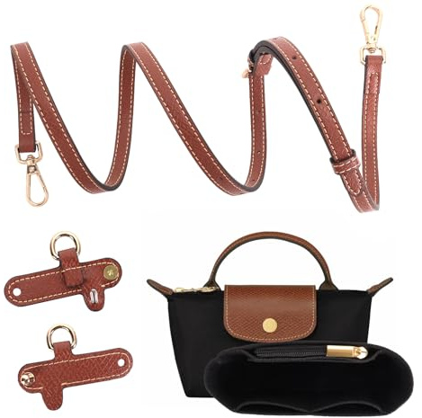 GADITIEK 2Sets Purse Organizer, Strap, Folding Tote Bag organizer insert, Punch-Free Adjustable Buckle Strap Design, Multi-Pocket Felt Handbag Organizer (Black 1.2cm)