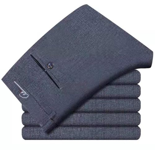 WINDEHAO Pantalon classique haute élasticité pour homme, grande taille 52W, pantalon décontracté, gentleman, anti-plis, pantalon habillé coupe ajustée, gris, 64 Grande taille Grande longueur