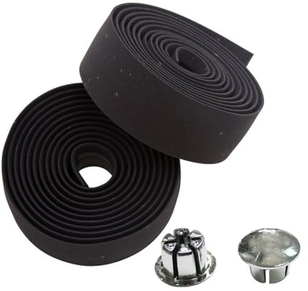 LATRAT Cycling - Cinta para manillar de bicicleta, antideslizante y amortiguadora, cómoda cinta para manillar de bicicleta de ciudad, de carretera, con tapones de bar, color negro