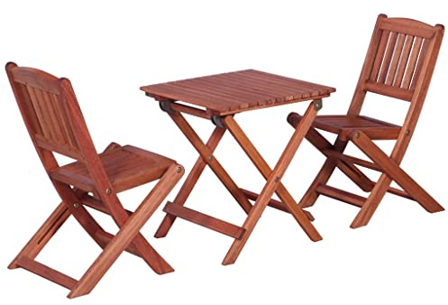 Qnhdfrt Set bistro per bambini in legno massello eucalipto tavolo pieghevole e 2 sedie per giardino terrazza balcone