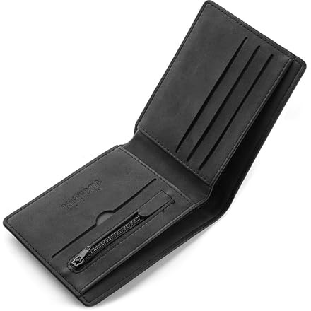 Leather Wallets Mens Slim Wallet with Card Holder, Small Leather Wallet for Men UK, Banknote Compartments and Coin Pocket, Mens Wallets with Card Holder for Work Business, Travel Minimalist Purses