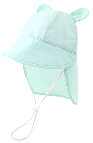 RoxNvm Gorro Filtro UV Bebe, Gorros Proteccion UV Bebe Algodón, Sombrero Bebe UPF 50, con Cordón Ajustable y Protección para El Cuello, Gorro Pescador Niño, para 9 Meses 3 Año (Marrón)