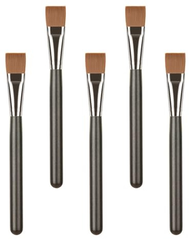 ARTIBETTER Pinceles de Maquillaje Plano para Mascarillas Faciales 5 Piezas, Aplicador de Mascarilla Portátil de Fibra Sintética Negra, Herramienta para Cuidado Facial y Barro, Uso Diario