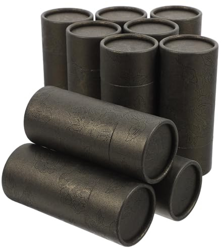KICHOUSE 10 Tubos de Cartón Cilíndricos para Botellas de Aceite Esencial y Té, Cajas de Embalaje de Papel Kraft, Almacenamiento Multifuncional y Diseño Elegante para Tiendas y Oficinas