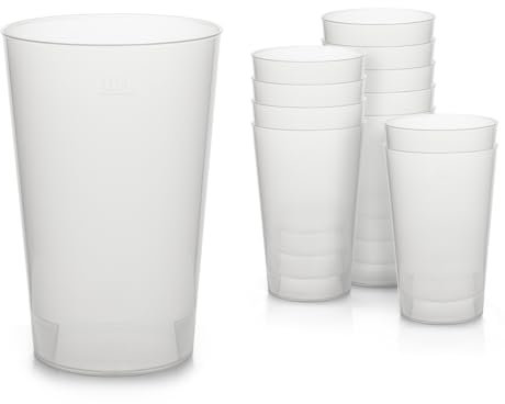 Octopus 100x Mehrwegbecher 500ml, Plastikbecher aus bruchsicherem Kunststoff, Plastik Trinkbecher für Party und Event