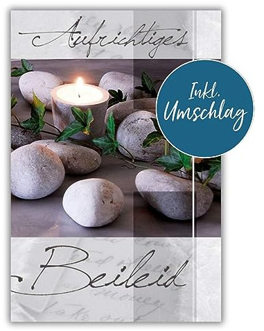 bsb Trauerkarte zur Beerdigung - liebevolle Beileidskarten mit Umschlag - Trauerkarte hochwertig mit Kerzen-Motiv - Herzliches Beileid Karte Trauer - Kondolenzkarte in 11,5 x 17,0 cm