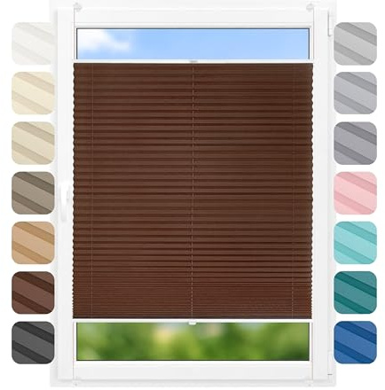 Birrke® Plissee Ohne Bohren Klemmfix 100x120 cm - Fenster Plisseerollo mit Bequemer Oben-Unten Funktion - Plissees für Sonnenschutz und Sichtschutz - Einfache Montage - Chocolate Cake, Braun