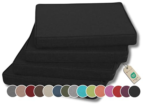 Gutekissen® Stuhlkissen Polsterauflage Auflage für Stühle/Bänke für Haus und Garten Sitzauflage Gartenkissen Sitzkissen viele Farben FK5 (45x45, Schwarz, 4)