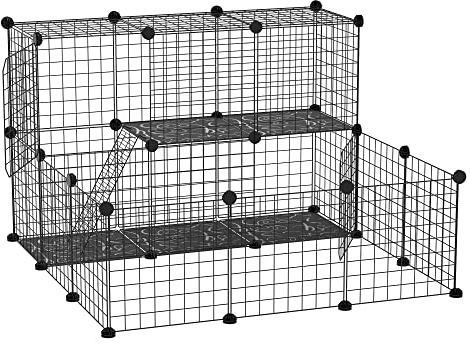 PawHut Enclos pour Petits Animaux Parc pour Chiot clôture pour Animaux domestiques modulable DIY 24 Panneaux Noir