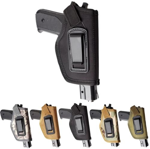 Peminkoo Universal Taktische Pistole Holster Verdeckte Trage Holster Gürtel Metall Clip IWB OWB Holster Airsoft Gun Tasche für G1OCK 17 19 22 23 32 33 Ruger (Black)