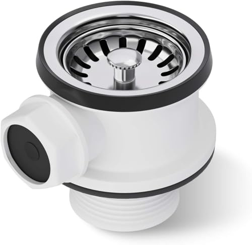 Aquade Válvula de cesta de colador, 70 mm, cesta colador, sifón para fregadero, juego de sifón para cocina, desagüe de fregadero, modelo: conector de rebosadero