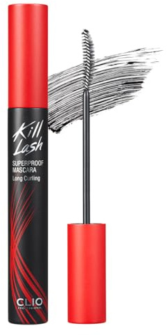 CLIO Kill Lash Superproof Mascara, Waterproof Lengthening Mascara with Slim Curved Brush for Straight Lashes, Smudge-Resistant Long Wear, Lifted Curl and Clean Separation (001 Long Curling)