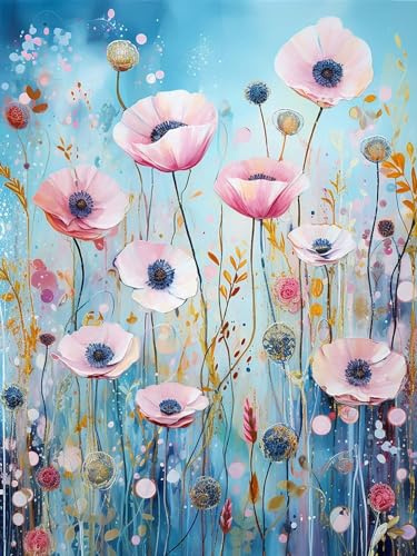 MOMAKA 5D Diamond Painting Kits Blomma för vuxna, gör-det-själv 5D diamantmålningssatser Blommor Full Drill for Beginners, Rund Borr DIY Crystal Picture Art for Home Wall Decor 30x40cm