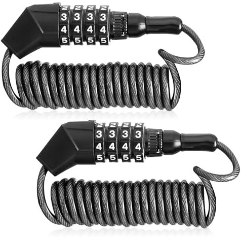 Lucchetto Casco Moto e Bici - 2 Pezzi, 150 CM Portable Con Serratura a Combinazione a 4 Cifre per Moto (Blocco Con Password)