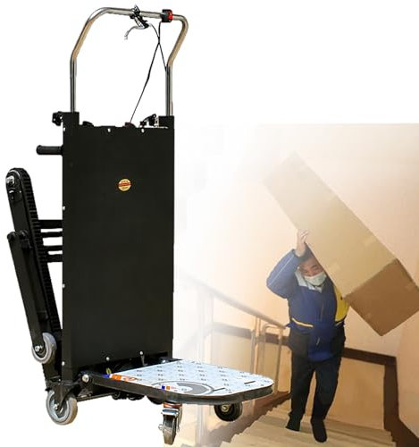 Carretilla Elevadora EléCtrica Giratoria para Subir Escaleras, Carretilla Elevadora EléCtrica a BateríA de 2980 W con Orugas de Goma para Mudanzas, Elevador de Escaleras Resistente